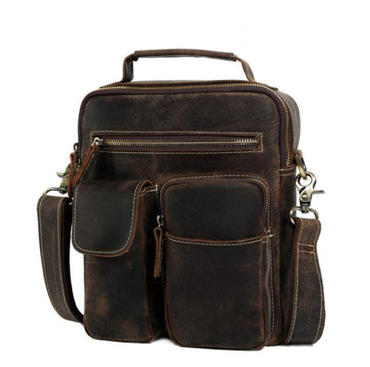 Men's Genuine Leather Handbag Tablet Bag Retro Portable Outdoor