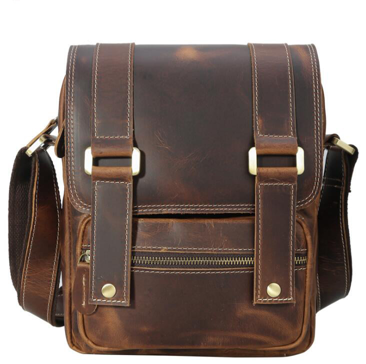 Men's Genuine Leather Messenger Bag Tablet Trend Cross-top Retro