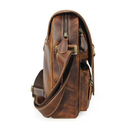 Men's Genuine Leather Messenger Bag Tablet Trend Cross-top Retro