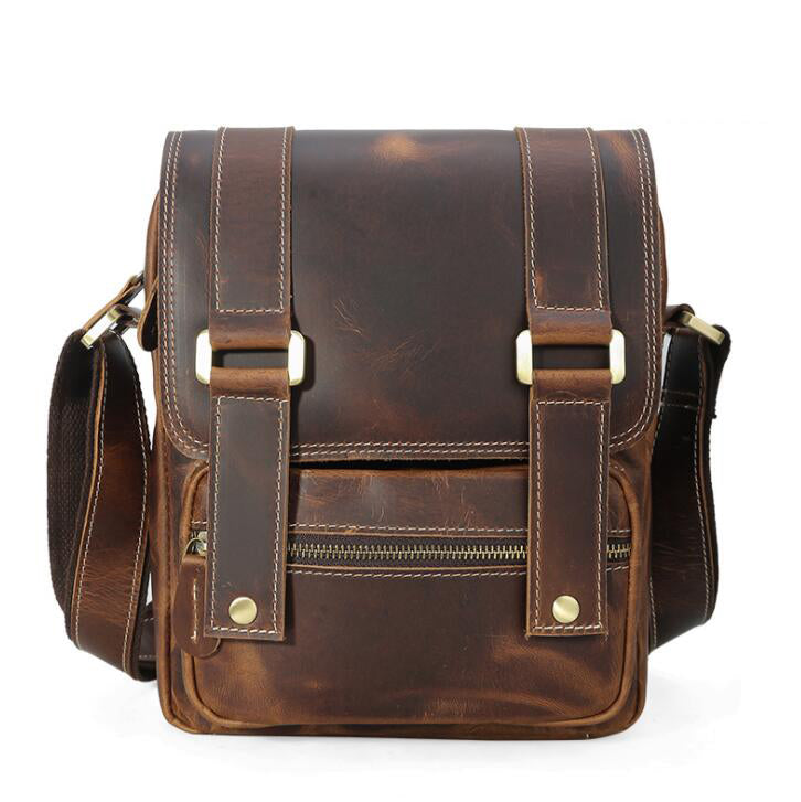 Men's Genuine Leather Messenger Bag Tablet Trend Cross-top Retro