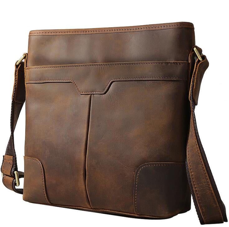 Men's Genuine Leather Handbag Tablet Bag Fashion Casual Multi Pockets