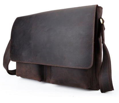 Men's Genuine Leather Messenger Bag Tablet Retro Renovate Classical