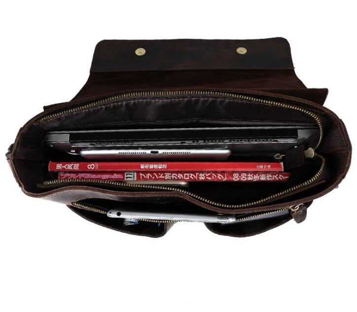 Men's Genuine Leather Messenger Bag Tablet Retro Renovate Classical