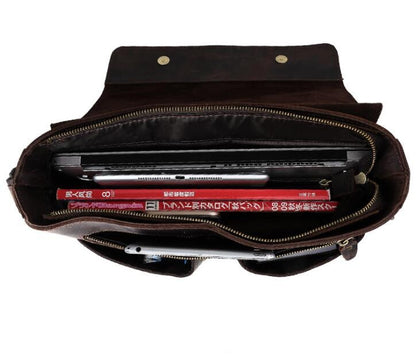 Men's Genuine Leather Messenger Bag Tablet Retro Renovate Classical