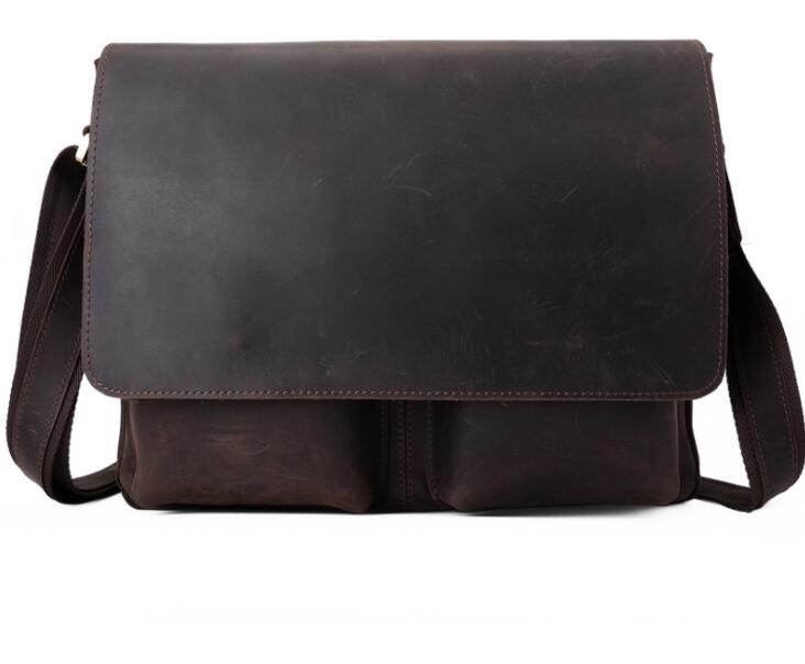 Men's Genuine Leather Messenger Bag Tablet Retro Renovate Classical