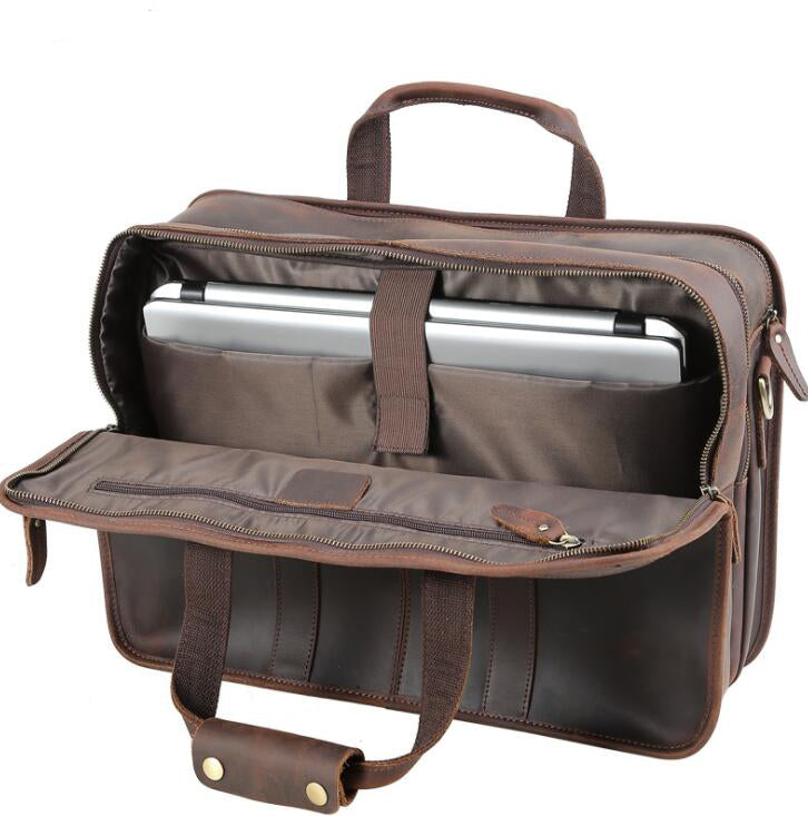 Men's Genuine Leather Briefcase Laptop Bag Business Travel