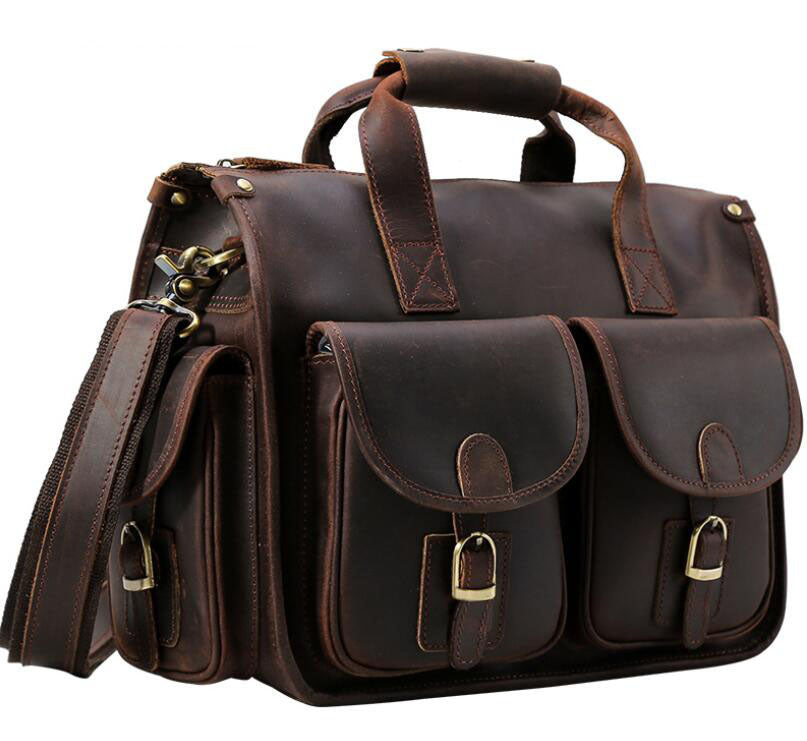 Men's Genuine Leather Briefcase Laptop Bag Business Portable Retro