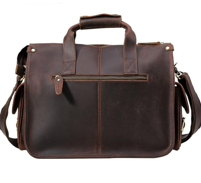 Men's Genuine Leather Briefcase Laptop Bag Business Portable Retro