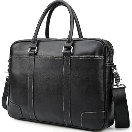 Men's Genuine Leather Briefcase Laptop Bag Business Sandwich Zipper