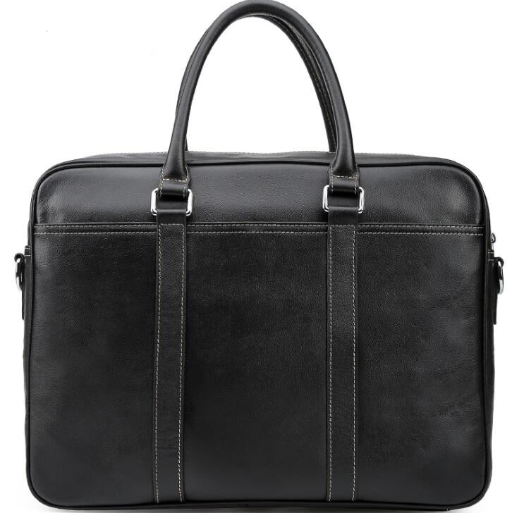 Men's Genuine Leather Briefcase Laptop Bag Business Sandwich Zipper