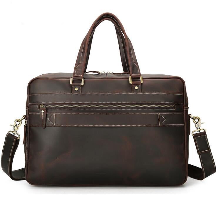 Men's Genuine Leather Briefcase Laptop Bag Portable Large Capacity