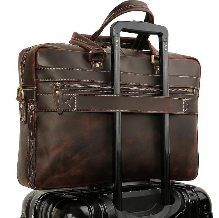 Men's Genuine Leather Briefcase Laptop Bag Portable Large Capacity