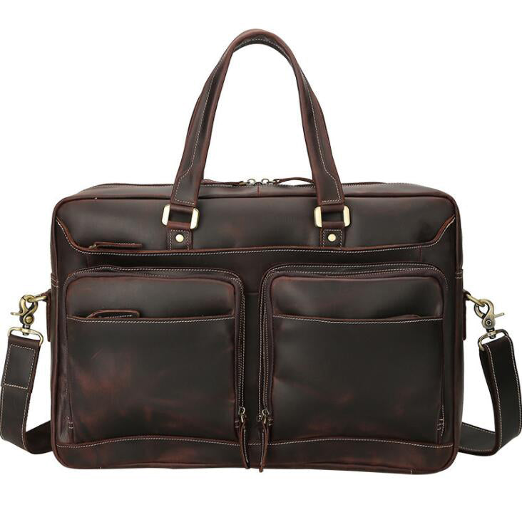 Men's Genuine Leather Briefcase Laptop Bag Portable Large Capacity