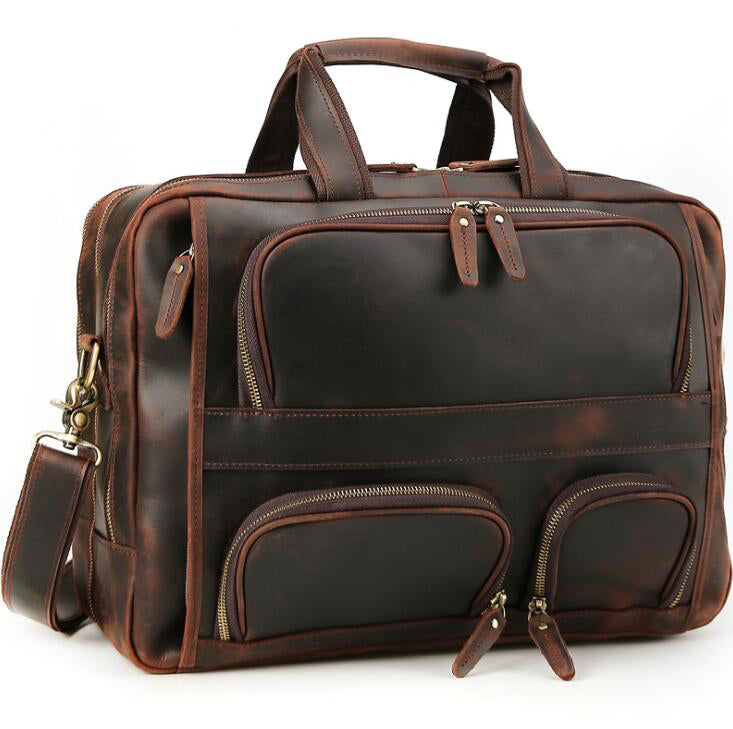 Men's Genuine Leather Briefcase Laptop Bag Large Capacity Portable