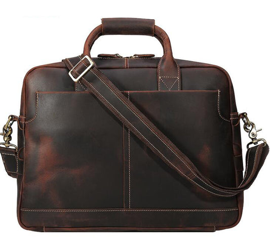 Men's Genuine Leather Briefcase Laptop Bag Retro Large Capacity