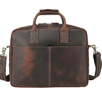 Men's Genuine Leather Briefcase Laptop Bag Retro Large Capacity