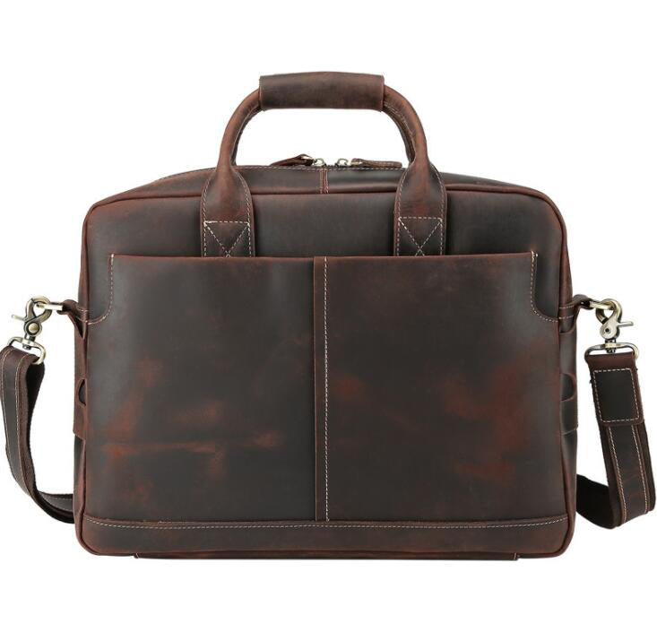 Men's Genuine Leather Briefcase Laptop Bag Retro Large Capacity