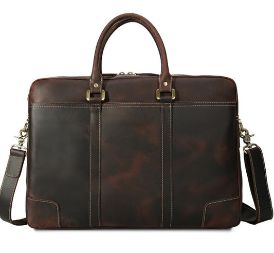 Men's Genuine Leather Briefcase Laptop Bag Horizontal Business