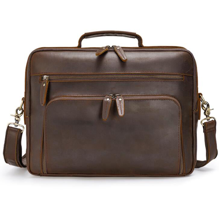 Men's Genuine Leather Briefcase Laptop Bag Large Capacity Diagonal