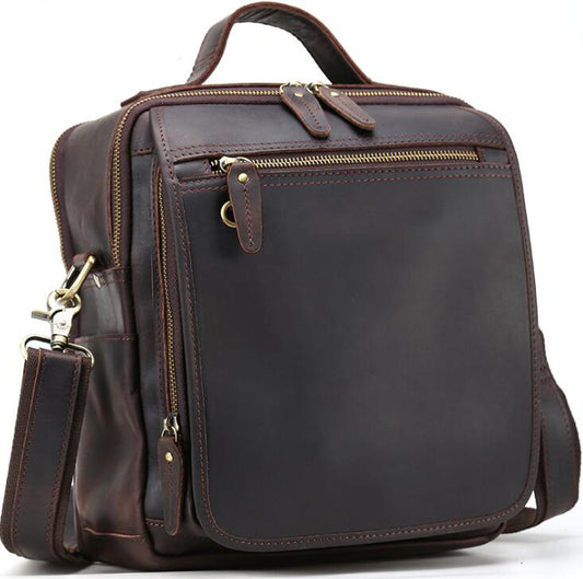 Men's Genuine Leather Handbag Tablet Bag Multi-function Large Casual