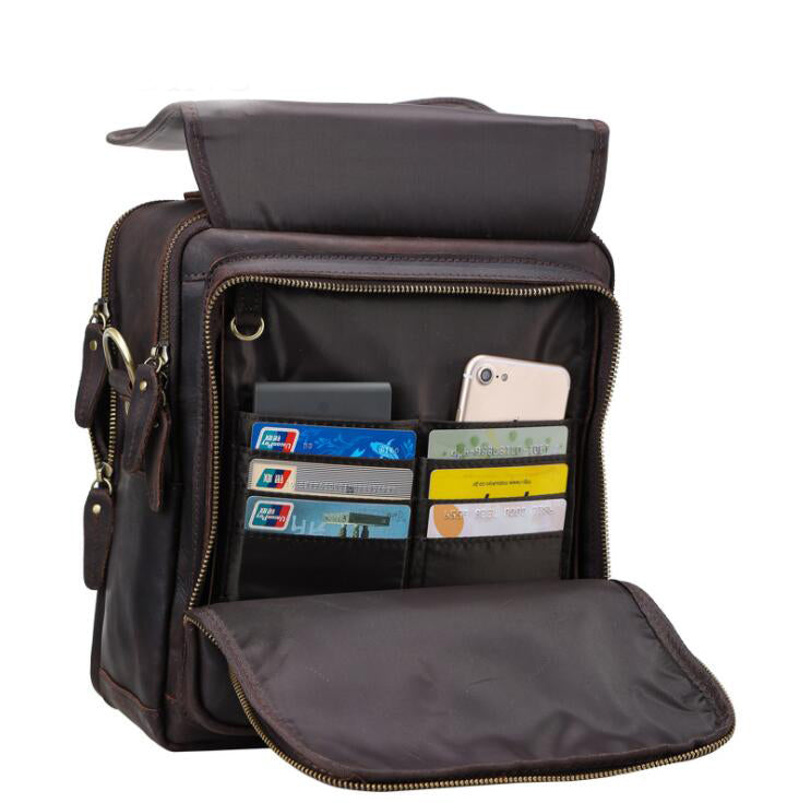 Men's Genuine Leather Handbag Tablet Bag Multi-function Large Casual