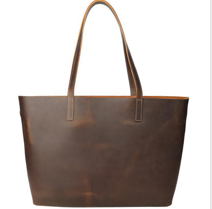 Women's Genuine Leather Shopping Tote Bag Laptop 3 in 1 Retro Large-capacity Detachable