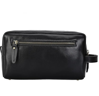 Men's Genuine Leather Cosmetic Toiletry Bag Phone Multifunctional Waterproof