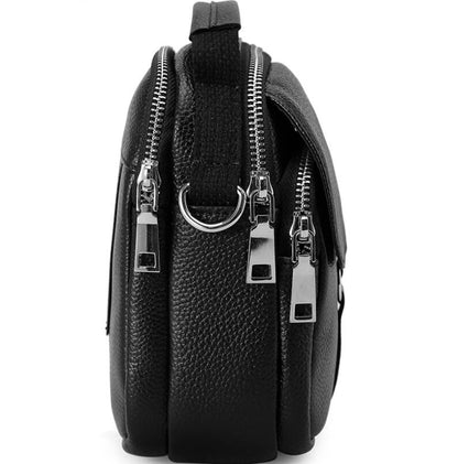 Men's Genuine Leather Handbag Phone Bag Pebbled Mini Casual Belt Clip