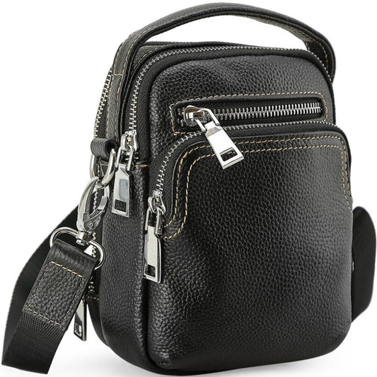 Men's Women's Genuine Leather Handbag Phone Bag Lace Pattern Mini Belt Casual