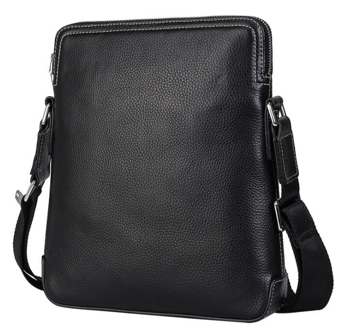 Men's Genuine Leather Handbag Tablet Bag Business Pebbled Large Capacity Vertical