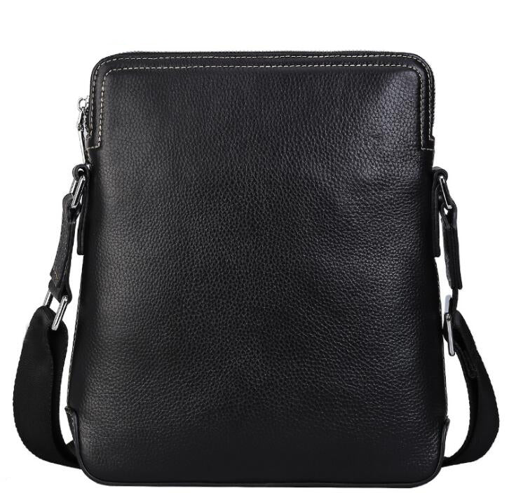 Men's Genuine Leather Handbag Tablet Bag Business Pebbled Large Capacity Vertical