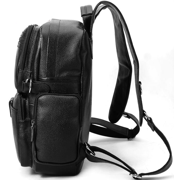 Men's Genuine Leather Backpack Laptop Bag Multi-pocket School Fashion