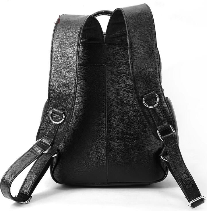 Men's Genuine Leather Backpack Laptop Bag Multi-pocket School Fashion