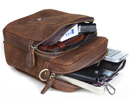 Men's Genuine Leather Handbag Phone Bag High-quality Belt Clip