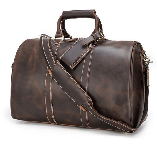 Men's Genuine Leather Duffel Bag Luggage Laptop Handmade Portable Large Capacity