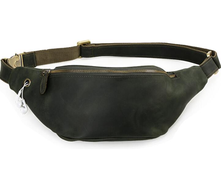 Men's Genuine Leather Fanny Pack Waist Bag Tablet Retro Personality Belt Outdoor Leisure