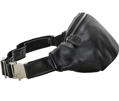 Men's Genuine Leather Fanny Pack Waist Bag Tablet Riding Leisure Personality Diagonal