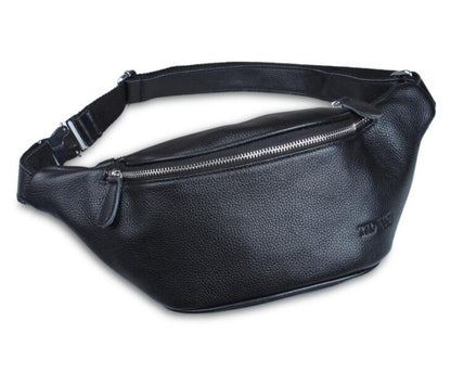 Men's Genuine Leather Fanny Pack Waist Bag Tablet Riding Leisure Personality Diagonal