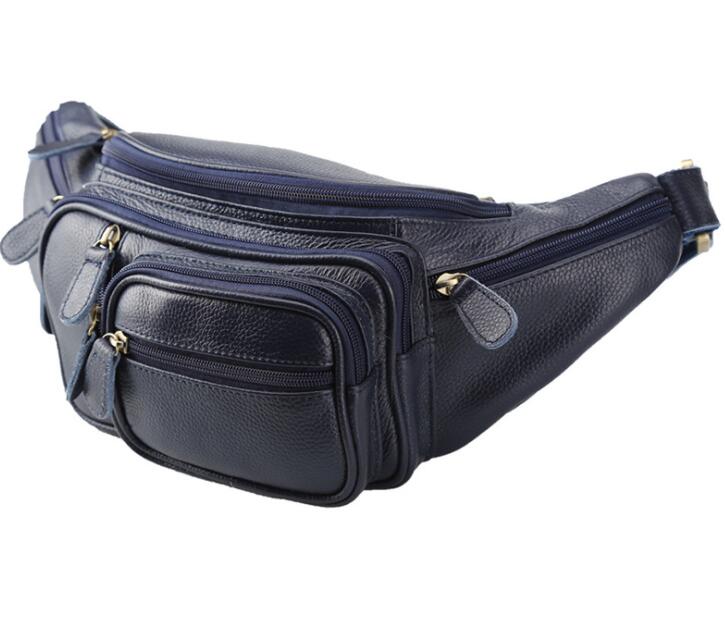 Men's Genuine Leather Fanny Pack Waist Bag Tablet Multifunctional Belt Close-fitting Zipper