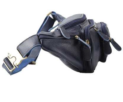 Men's Genuine Leather Fanny Pack Waist Bag Tablet Multifunctional Belt Close-fitting Zipper