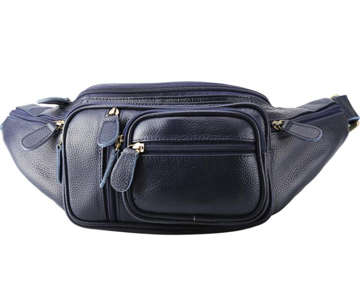 Men's Genuine Leather Fanny Pack Waist Bag Tablet Multifunctional Belt Close-fitting Zipper