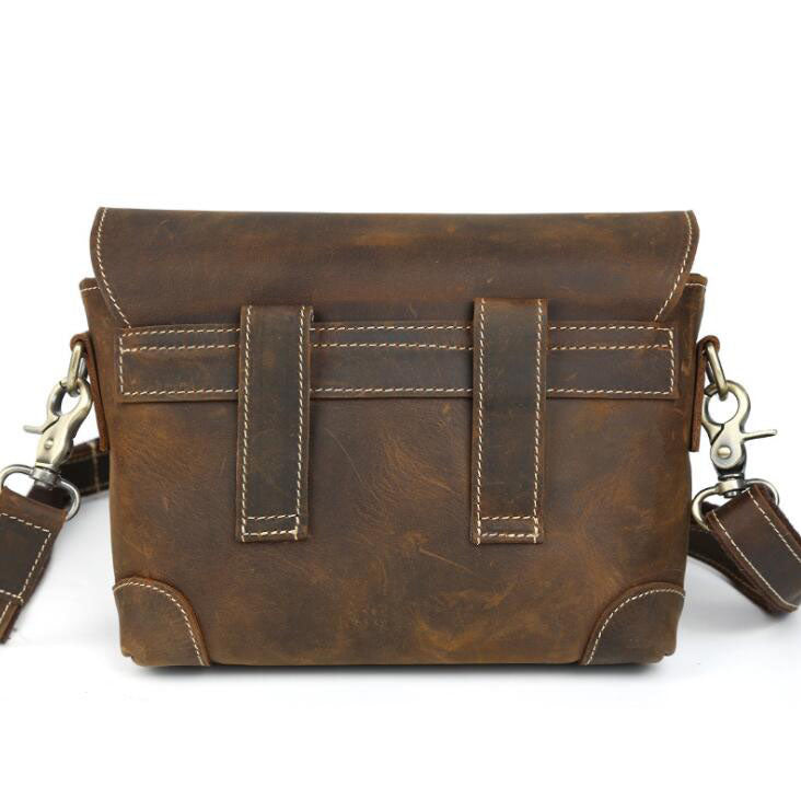 Men's Genuine Leather Messenger Bag Tablet Retro Three-way Use Belt Clip Small