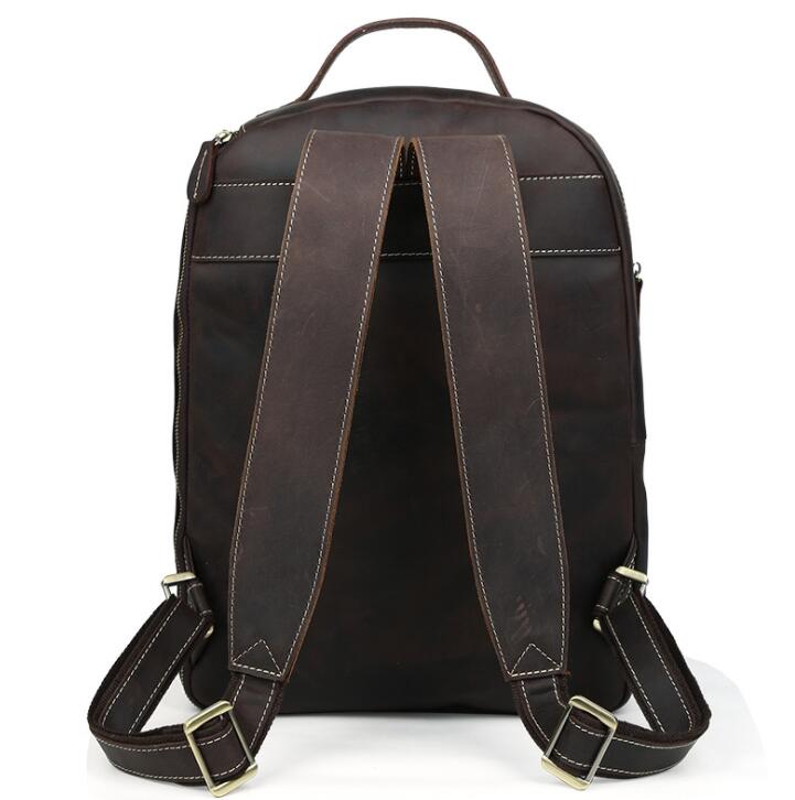 Men's Genuine Leather Backpack Laptop Bag Retro Travel Outdoor Leisure