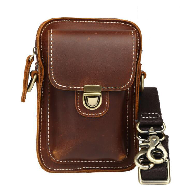 Men's Genuine Leather Handbag Phone Bag Multifunctional Small Belt Clip