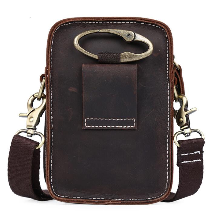 Men's Genuine Leather Handbag Phone Bag Multifunctional Small Belt Clip