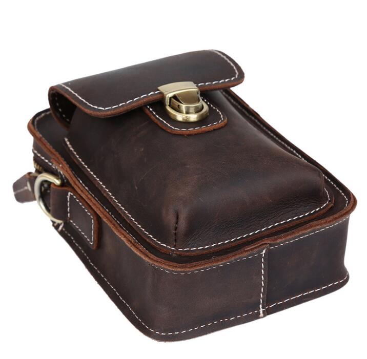 Men's Genuine Leather Handbag Phone Bag Multifunctional Small Belt Clip