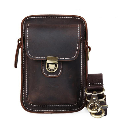 Men's Genuine Leather Handbag Phone Bag Multifunctional Small Belt Clip