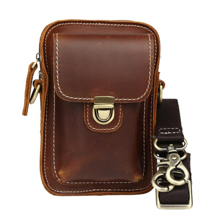 Men's Genuine Leather Handbag Phone Bag Multifunctional Small Belt Clip