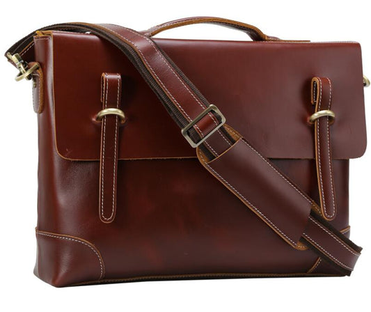 Men's Genuine Leather Briefcase Laptop Bag Fashion Light British Traditional