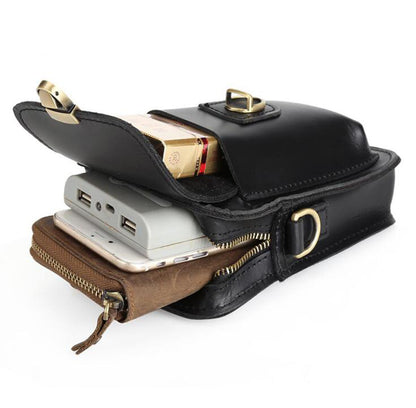 Men's Genuine Leather Handbag Phone Bag Multifunctional Belt Clip